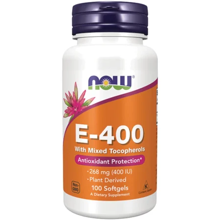 NOW Foods Natural E-400 100 capsule moi cu vitamina E.