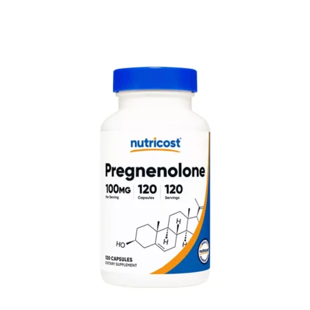 Nutricost Pregnenolone 100 mg este un supliment alimentar sub formă de capsule vegetale, destinat persoanelor adulte care doresc să introducă pregnenolonul în rutina zilnică. Pregnenolonul este o substanță produsă în mod natural de organism și este asociată cu procese fiziologice normale legate de sinteza unor compuși hormonali.