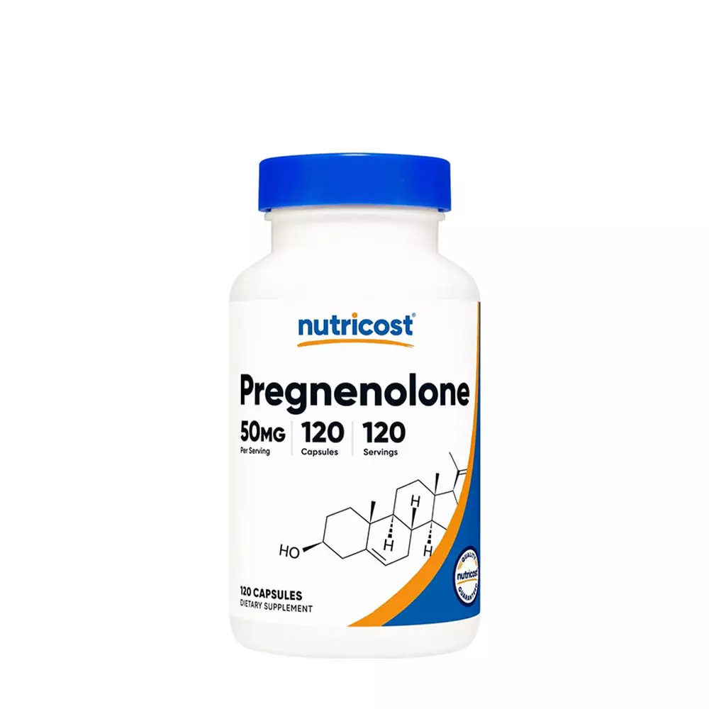 Nutricost Pregnenolone 50 mg este un supliment alimentar pentru adulți, disponibil sub formă de capsule vegetale. Pregnenolonul este o substanță care se găsește în mod natural în organism și este implicată în procese fiziologice normale asociate sintezei unor hormoni.