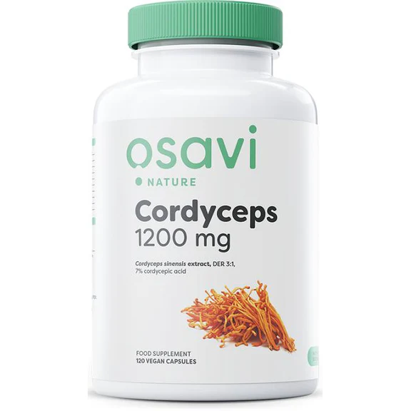 Osavi Cordyceps 1200mg conține extract standardizat din Cordyceps sinensis, un ingredient natural folosit pentru susținerea energiei și vitalității organismului.